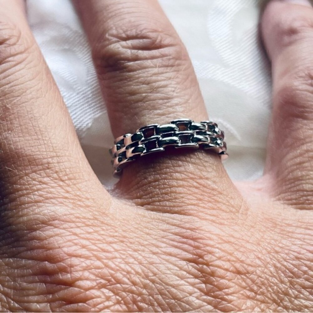 🆕 NWOT ✨ 925 Sterling Silver Vintage Chain Link Ring 💍 Size 7 - Picture 11 of 11